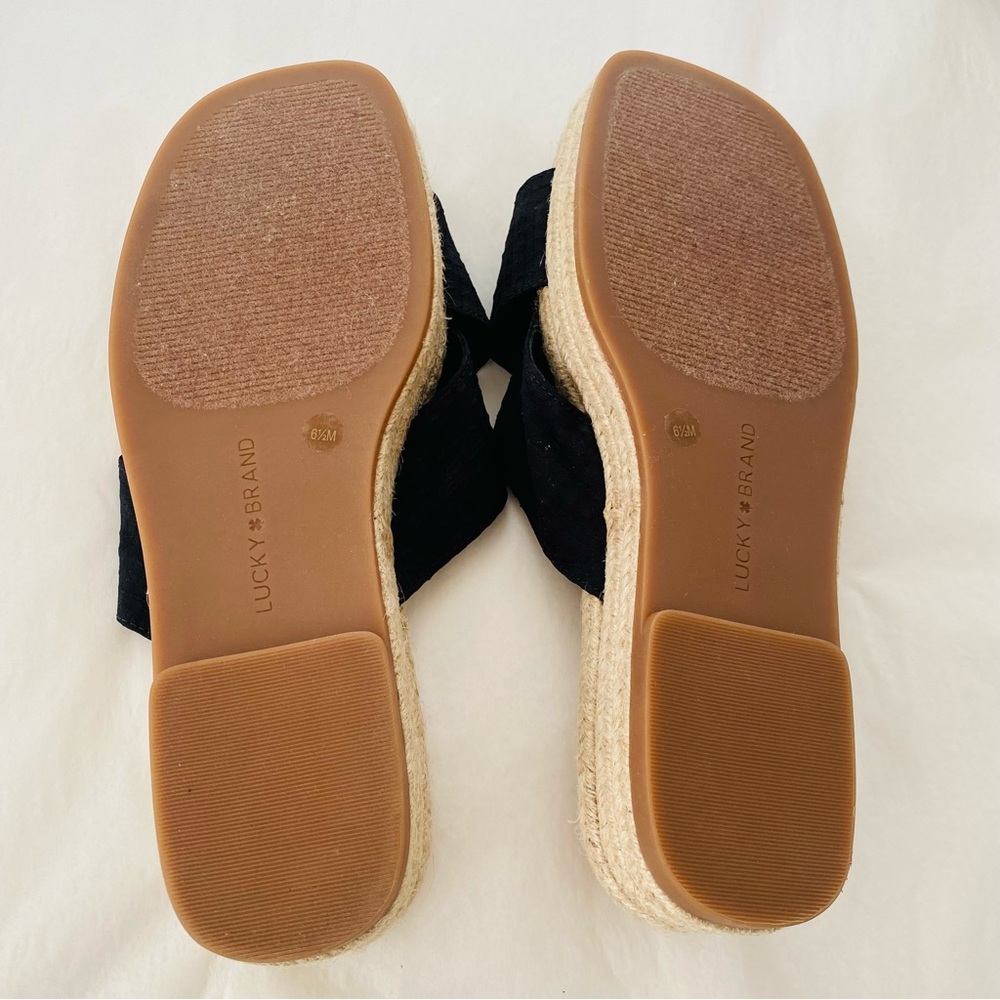 Lucky Brand NEW Gayte Black‎ Platform Espadrille Slide Sandals Size 6.5 - Picture 7 of 7